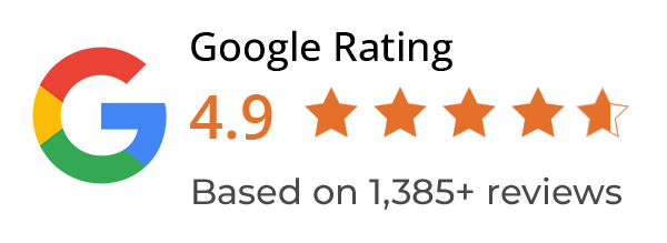 Google Rating 4.9 stars based on 1,385+ reviews